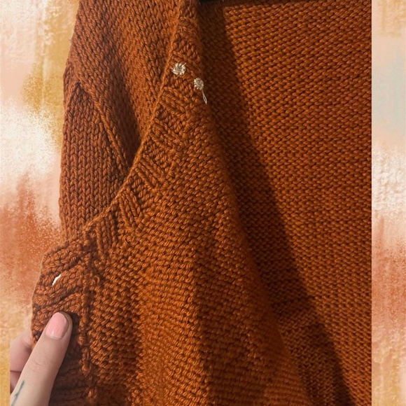 Handmade Crochet Burnt Orange Colored Sweater - Size: Medium - Picture 6 of 10